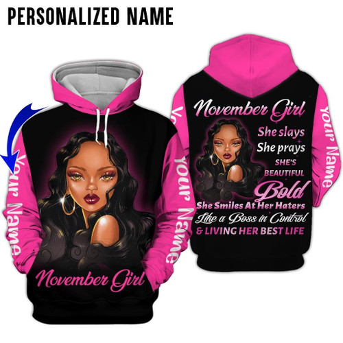 Personalized Name Birthday Outfit November Girl Her Best Life All Over Printed Birthday Shirt