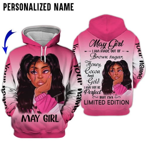 Personalized Name Birthday Outfit May Girl Black Women Limied Edition All Over Printed Birthday Shirt