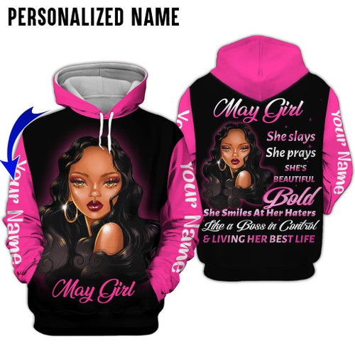 Personalized Name Birthday Outfit May Girl Her Best Life All Over Printed Birthday Shirt