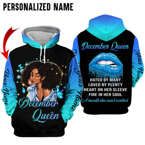 Personalized Name Birthday Outfit December Girl Queen 3D All Over Printed Birthday Shirt