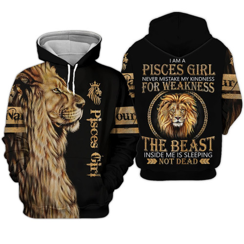 Personalize Name Pisces Shirt Girl Lion King All Over Printed Zodiac Clothes