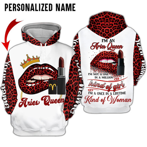 Personalized Name Aries Shirt Girl Leopard Skin Red All Over Printed Zodiac Clothes