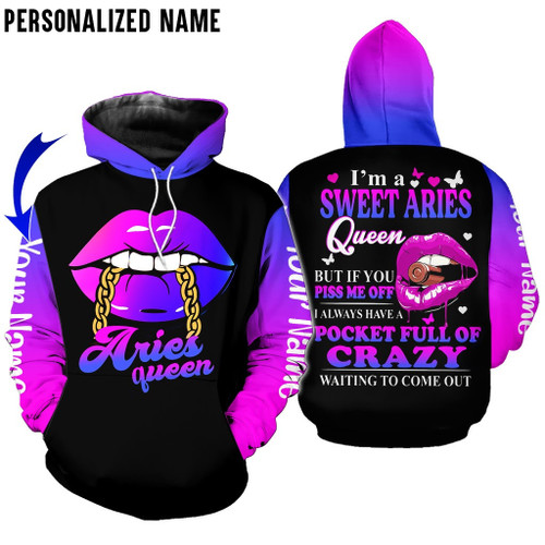 Personalize Name Aries Shirt Girl Purple Each All Over Printed Zodiac Clothes
