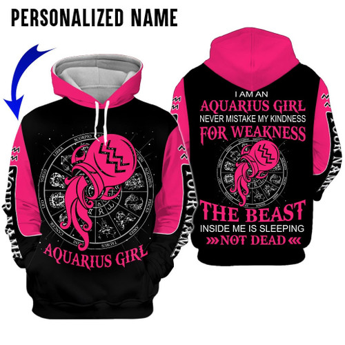 Personalized Name Aquarius Shirt Girl Red The Best All Over Printed Zodiac Clothes