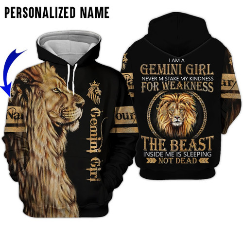 Personalize Name Gemini Shirt Girl Lion King All Over Printed Zodiac Clothes