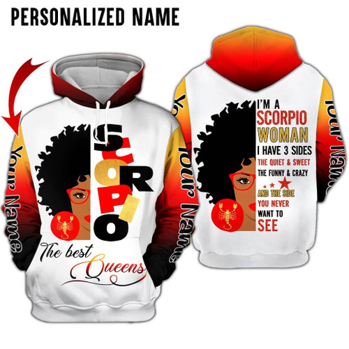 Personalized Name Scorpio Shirt Girl The Best Queen All Over Printed Zodiac Clothes