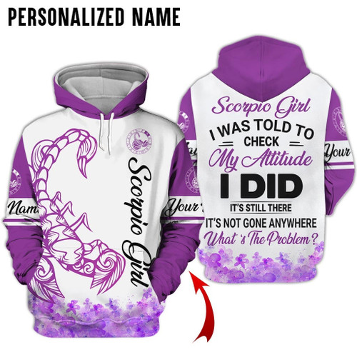 Personalized Name Scorpio Shirt Girl Flower Purple All Over Printed Zodiac Clothes