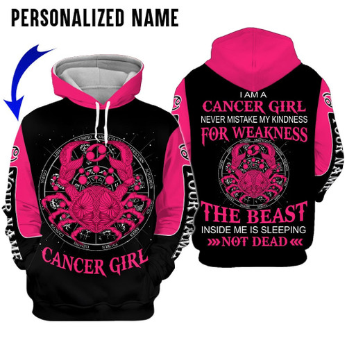 Personalized Name Cancer Shirt Girl Red The Best All Over Printed Zodiac Clothes
