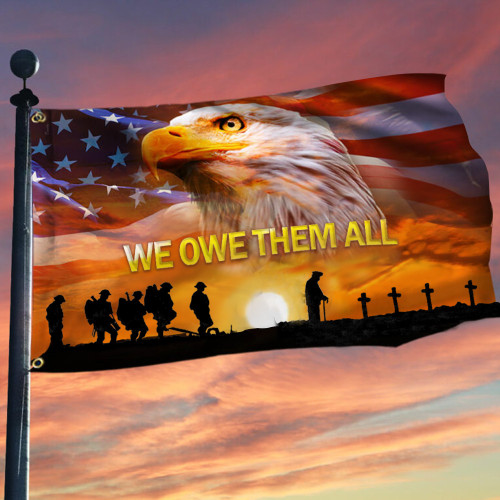 American Veterans Eagle We Owe Them All Flag Proud Served Memorial Day Yard Decorations