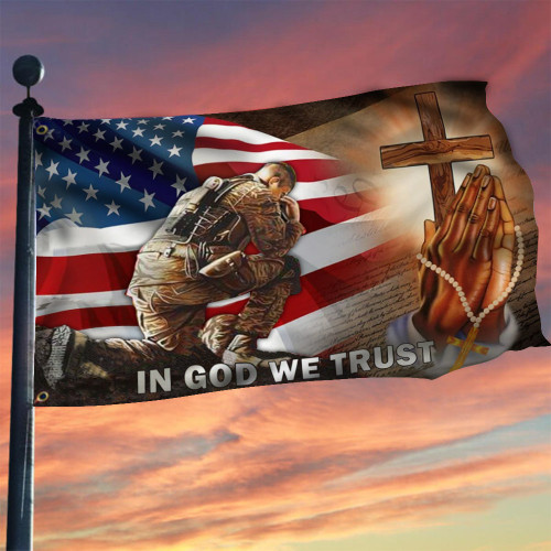 American Veteran In God We Trust Jesus Cross Flag Memorial Day Outdoor Decorations