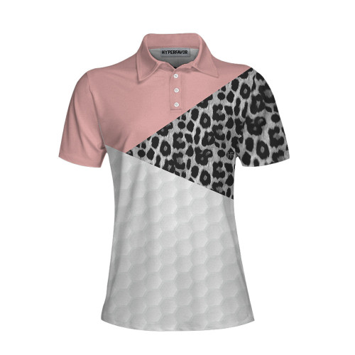 Golf Ball Texture With Leopard Pattern Golf Short Sleeve Women Polo Shirt Golf Shirt For Female Golfers