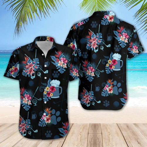 Golf And Beer Tropical Shirt Regular Fit Short Sleeve Slim Fit Casual Full Print Shirt