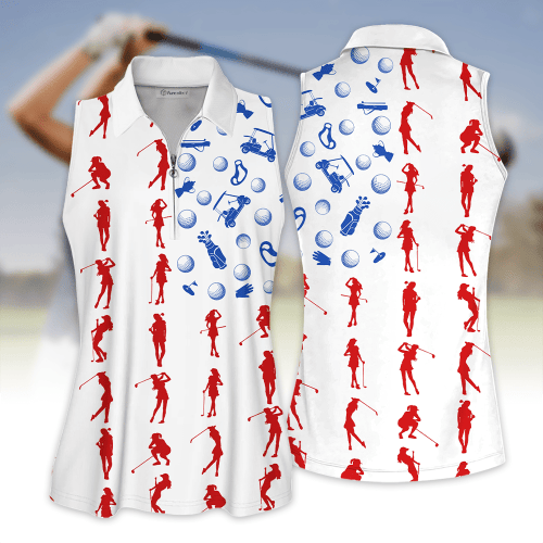 Sleeveless Polo Shirt For Golf Patriot Day Flags Golf Set Golf Women Sleeveless Zip Polo Shirt