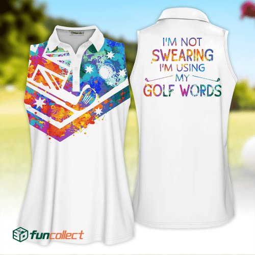Watercolor Flag Australia I am Not Sweating I Am Using My Golf Words Golfer Gift Sleeveless Polo Shirt Short Sleeve Long Sleeve Polo Shirt