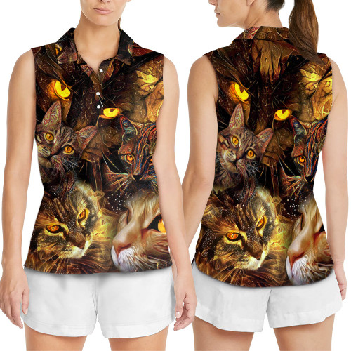 Cat Art Lover Cat Lightning Style - Women's Sleeveless Polo Shirt