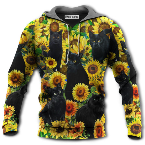Black Cat Love Sunflower - Gift For Hoodie Zipper Hoodie Shirt