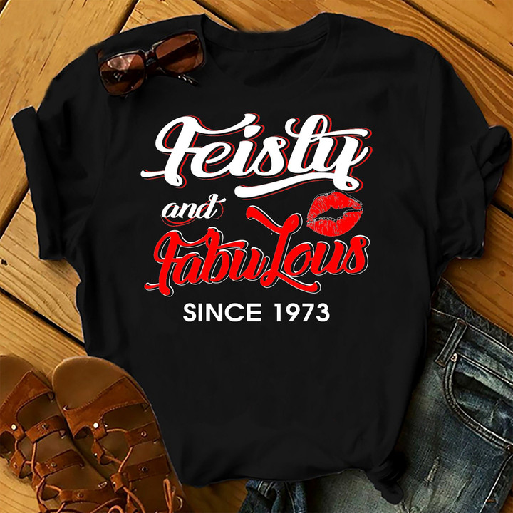 Personalized Birthday Outfit Feisty And Fabulous since 1973 - Shirts Women Birthday T Shirts Summer Tops Beach T Shirts