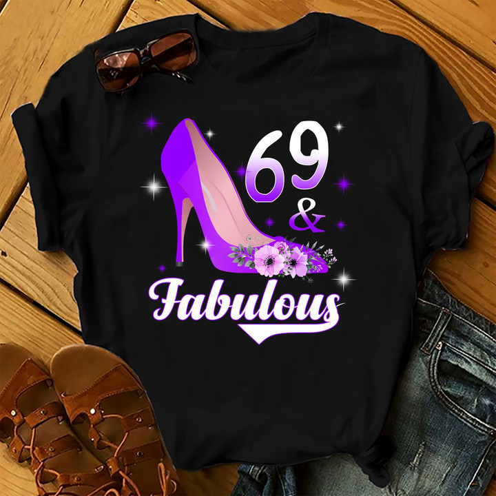Personalized Birthday Outfit 69 And Fabulous - Shirts Women Birthday T Shirts Summer Tops Beach T Shirts