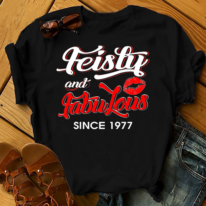 Personalized Birthday Outfit Feisty And Fabulous since 1977 - Shirts Women Birthday T Shirts Summer Tops Beach T Shirts