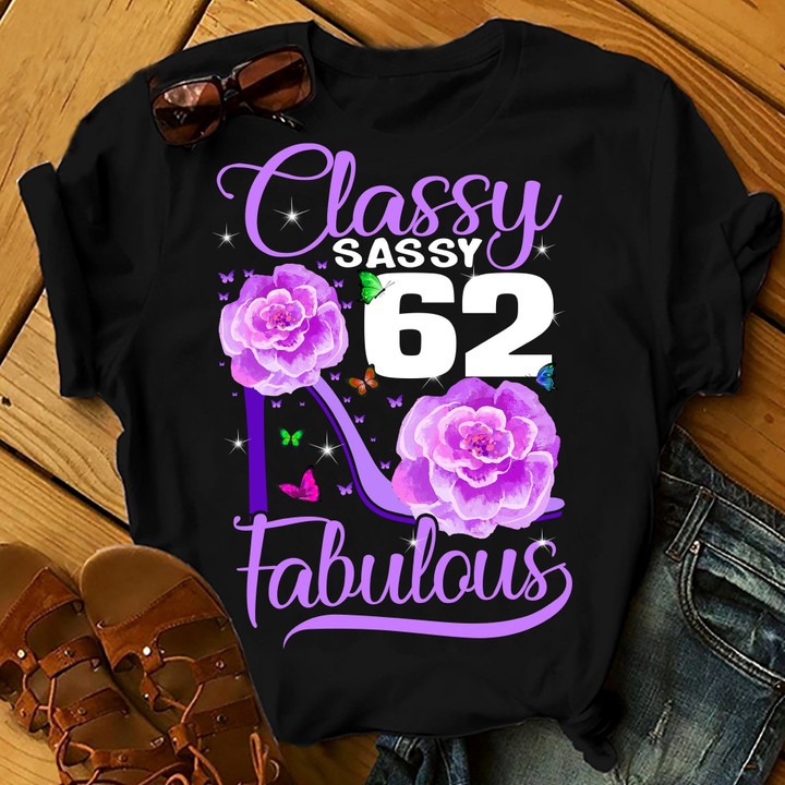 Personalized Birthday Outfit Classy Sassy 62 And Faburlous - Shirts Women Birthday T Shirts Summer Tops Beach T Shirts