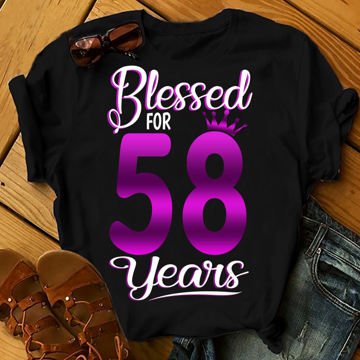 Personalized Birthday Outfit Blessed For 58 Years - Shirts Women Birthday T Shirts Summer Tops Beach T Shirts