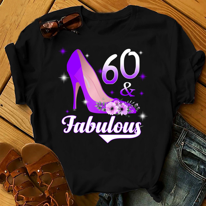 Personalized Birthday Outfit 60 And Fabulous - Shirts Women Birthday T Shirts Summer Tops Beach T Shirts