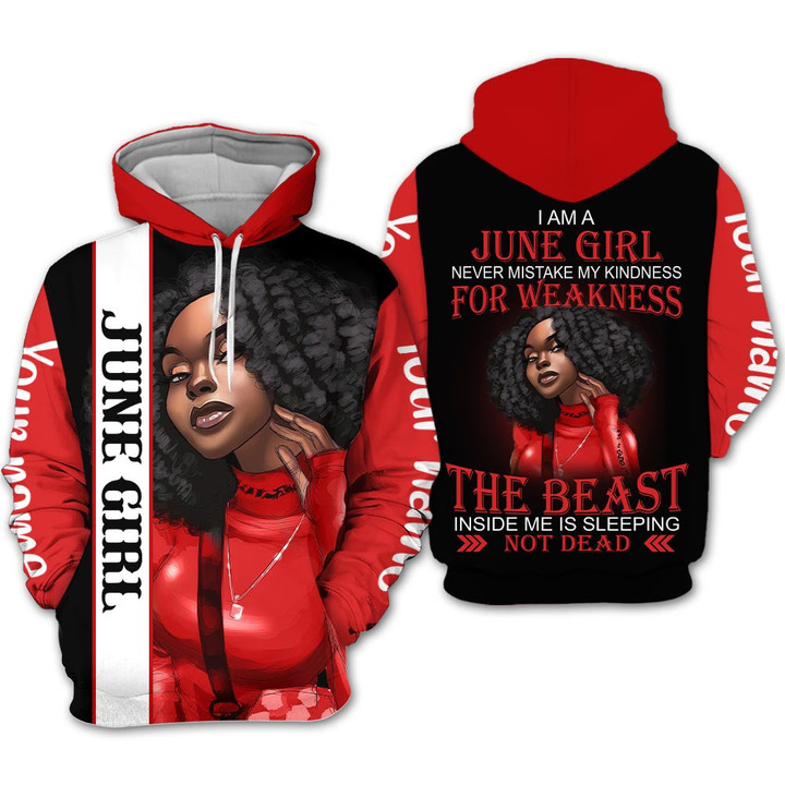 Personalized Name Birthday Outfit June Girl Style Love Black Women Red The Best Birthday Shirt For Women