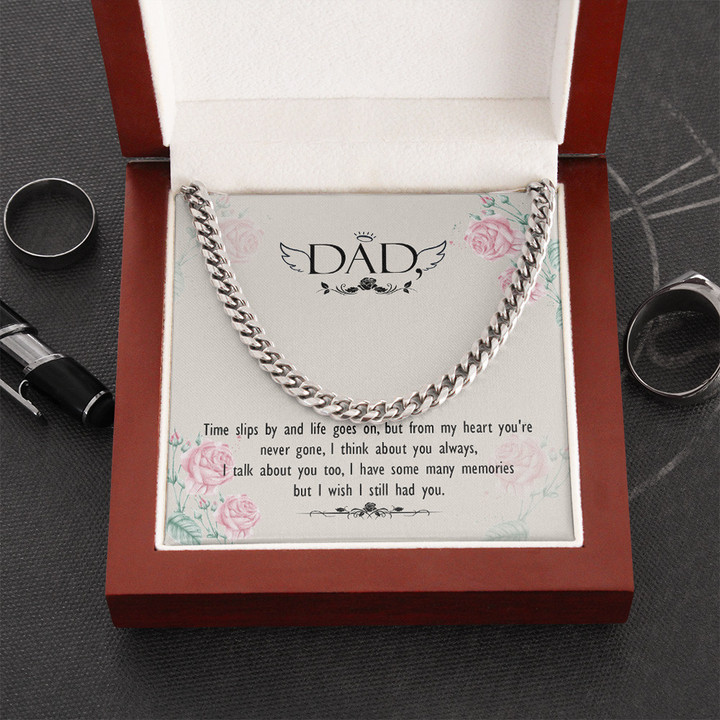 PersonalizedTo My Dad Happy Fathers Day Time slips by  Birthday Gift Cuban Link Chain Gift For Men