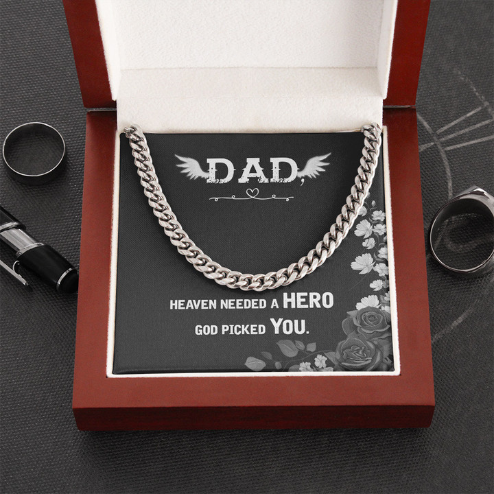 PersonalizedTo My Dad Happy Fathers Day Heaven needed a hero  Birthday Gift Cuban Link Chain Gift For Men