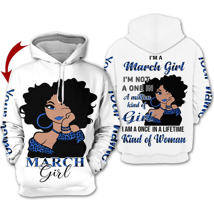 Personalized Name Birthday Outfit March Girl Birthday Gift Kind Of Woman Black Birthday Shirt For Women