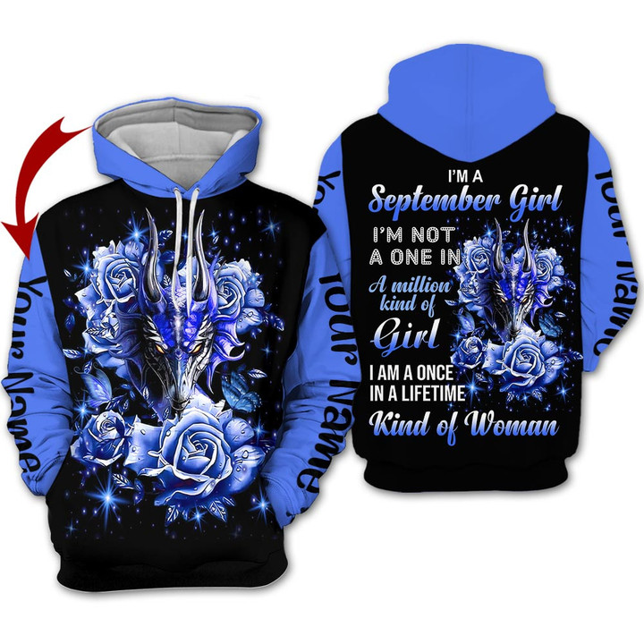 Personalized Name Birthday Outfit September Girl Birthday Gift Dragon Flower Birthday Shirt For Women