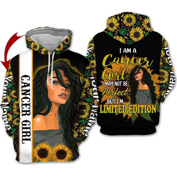 Personalized Name Birthay Shirt Horoscope Cancer Girl Birthday Gift Sunflower Black Women Zodiac Signs Clothes
