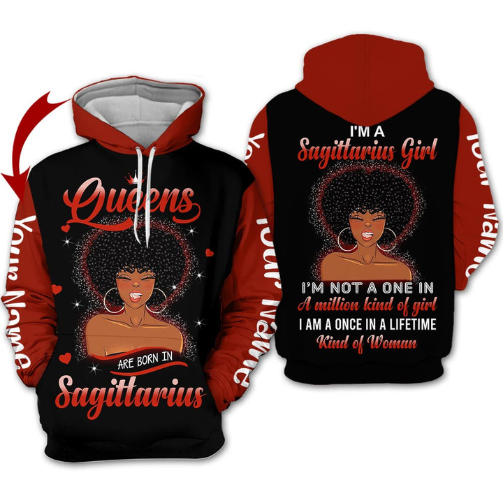 Personalized Name Birthay Shirt Horoscope Sagitarius Girl Birthday Gift A Queen Black Women Love Zodiac Signs Clothes