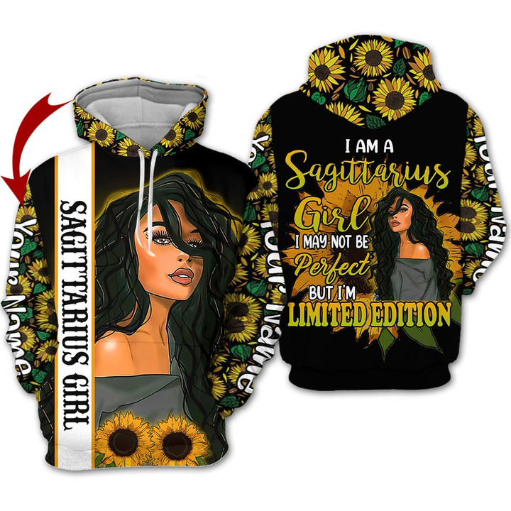 Personalized Name Birthay Shirt Horoscope Sagittarius Girl Birthday Gift Sunflower Black Women Zodiac Signs Clothes