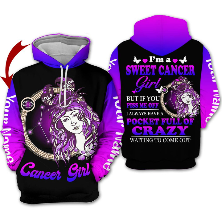 Personalized Name Birthay Shirt Horoscope Cancer Girl Birthday Gift Come Out Zodiac Signs Clothes