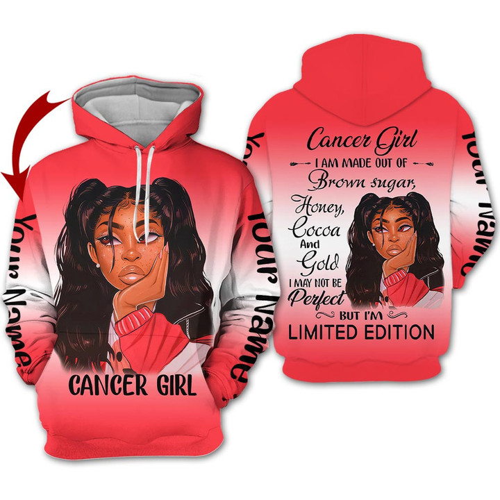 Personalized Name Birthay Shirt Horoscope Cancer Girl Birthday Gift Black Women Limited Zodiac Signs Clothes