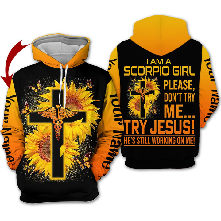 Personalized Name Birthay Shirt Horoscope Scorpio Girl Birthday Gift Faith Sunflower Zodiac Signs Clothes