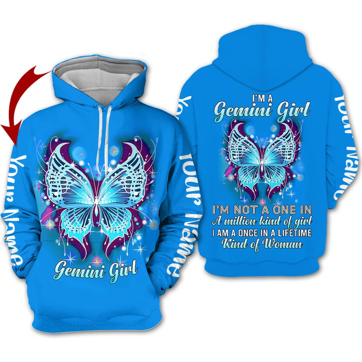 Personalized Name Birthay Shirt Horoscope Gemini Girl Birthday Gift Bufterfly Kind Of Woman Zodiac Signs Clothes
