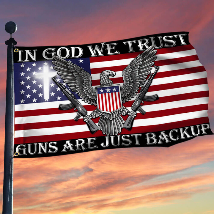 In God We Trust Christian Cross American Eagle Flag THB3602GFv6 - 1