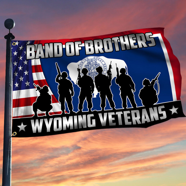 Veteran Grommet Flag Band Of Brothers Wyoming Veterans QNN556GFv1 - 1