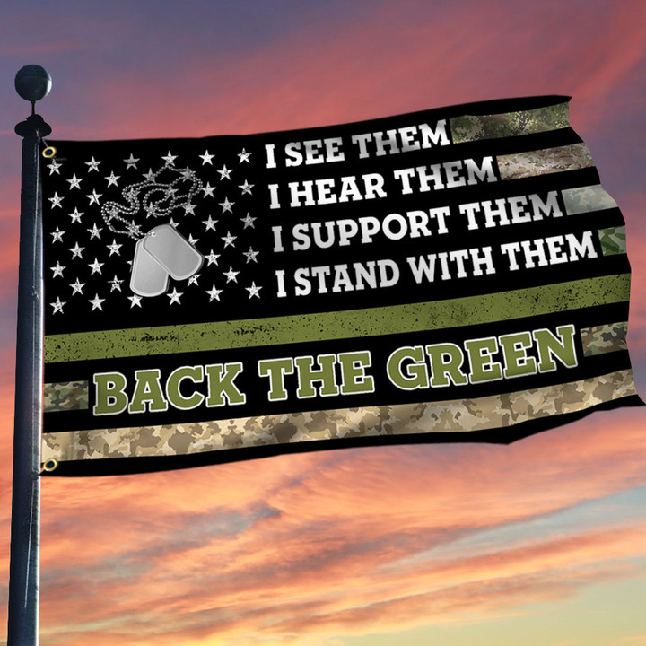 Veteran Flag Back The Green American Veteran Grommet Flag TRH1814GF - 1