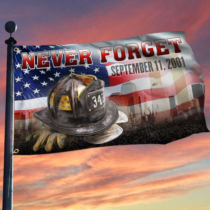 911 Grommet Flag 343 Firefighter Never Forget BNL128GF - 1