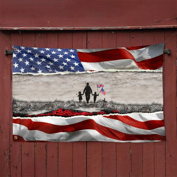 UK American Veteran And Childs Flag Father Day Ideas Patriots Flag Memorial Day Decorations - 1