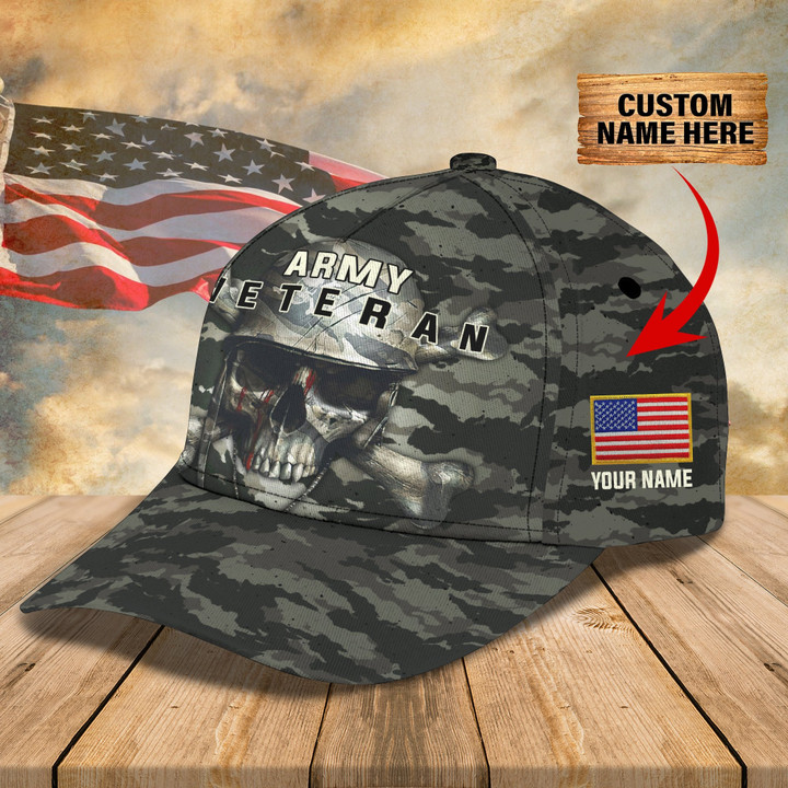 Army Veteran Personalized Name All Over Print Classic Cap