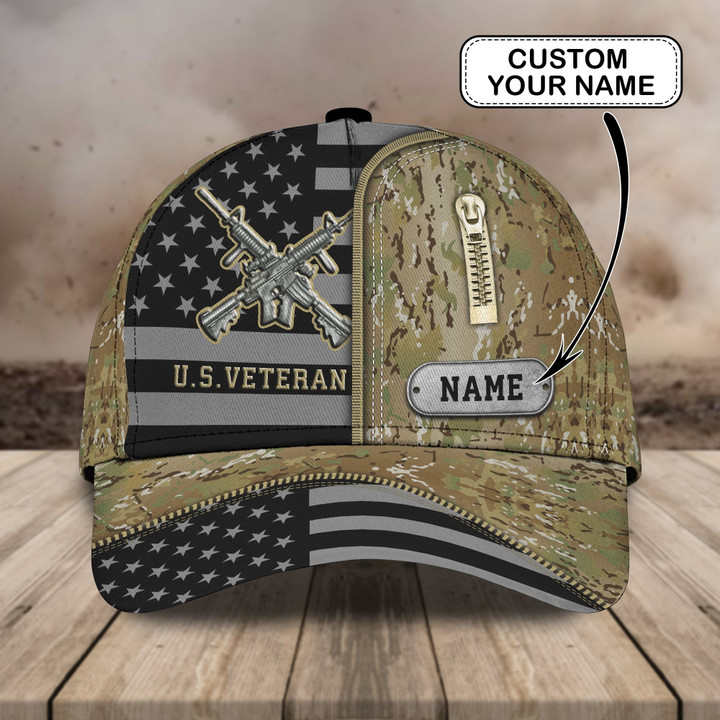 Us Veterans Personalized Name All Over Print Classic Cap