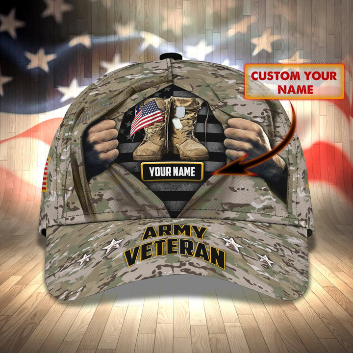 Army Veteran  Personalized Name All Over Print Classic Cap