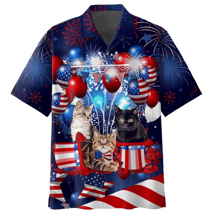 Cat Aloha Shirt Blue Independence Day Is Coming Hawaiian Shirt For Men Women