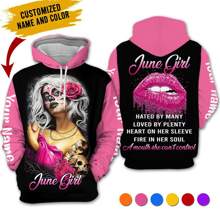 Personalized Name Birthday Outfit June Girl Birthday Gift Style Sugar Skull Love Birthday Shirt For Women
