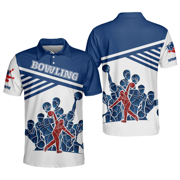 Custom Bowling Shirts for Men Crazy Cool Bowling Player Shirts Team USA Bowling Shirt Short Sleeve Polo for Men BOWLING-089 - 1