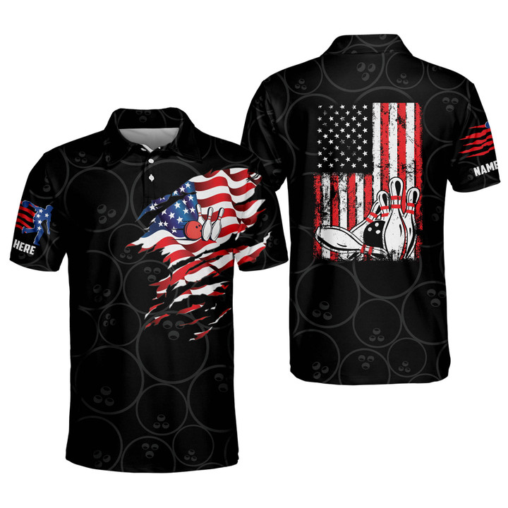 Personalized Bowling Shirts For Men USA Bowling Team Shirts Mens Bowling Shirts Short Sleeve Polo BOWLING-007 - 1